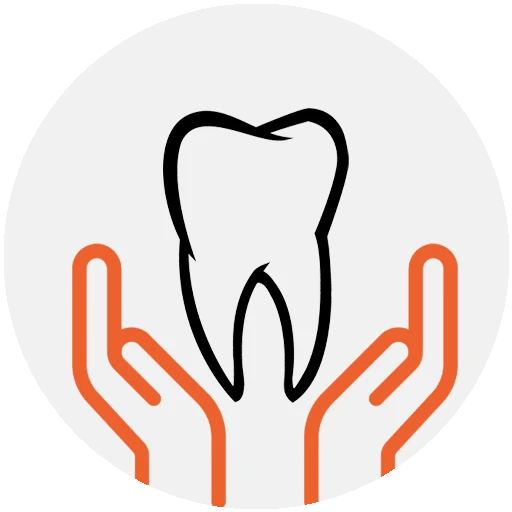 Icon mit Zahn und Händen um den Zahn